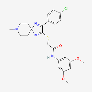 2-((3-(4-chlorophenyl)-8-methyl-1,4,8-triazaspiro[4.5]deca-1,3-dien-2-yl)thio)-N-(3,5-dimethoxyphenyl)acetamide
