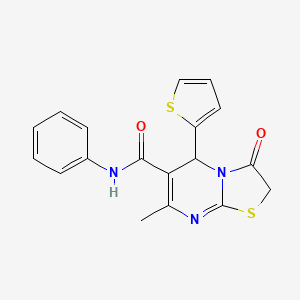 B2978265 7-methyl-3-oxo-N-phenyl-5-(thiophen-2-yl)-3,5-dihydro-2H-thiazolo[3,2-a]pyrimidine-6-carboxamide CAS No. 445404-88-6