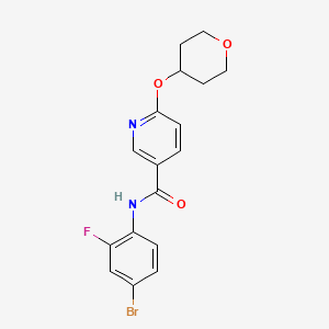 molecular formula C17H16BrFN2O3 B2978302 N-(4-bromo-2-fluorophenyl)-6-(oxan-4-yloxy)pyridine-3-carboxamide CAS No. 2034276-63-4