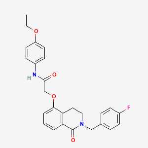 molecular formula C26H25FN2O4 B2978307 N-(4-ethoxyphenyl)-2-({2-[(4-fluorophenyl)methyl]-1-oxo-1,2,3,4-tetrahydroisoquinolin-5-yl}oxy)acetamide CAS No. 850905-96-3