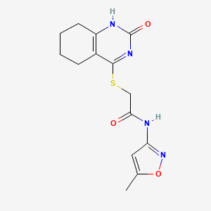 molecular formula C14H16N4O3S B2978313 N-(5-methyl-1,2-oxazol-3-yl)-2-[(2-oxo-1,2,5,6,7,8-hexahydroquinazolin-4-yl)sulfanyl]acetamide CAS No. 932961-38-1