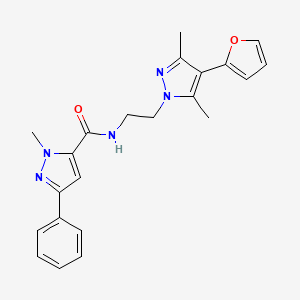 N-(2-(4-(furan-2-yl)-3,5-dimethyl-1H-pyrazol-1-yl)ethyl)-1-methyl-3-phenyl-1H-pyrazole-5-carboxamide