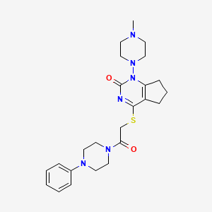 1-(4-methylpiperazin-1-yl)-4-((2-oxo-2-(4-phenylpiperazin-1-yl)ethyl)thio)-6,7-dihydro-1H-cyclopenta[d]pyrimidin-2(5H)-one