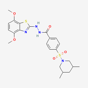 molecular formula C23H28N4O5S2 B2978373 N'-(4,7-dimethoxybenzo[d]thiazol-2-yl)-4-((3,5-dimethylpiperidin-1-yl)sulfonyl)benzohydrazide CAS No. 851988-05-1