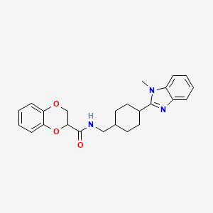 molecular formula C24H27N3O3 B2978382 N-((4-(1-methyl-1H-benzo[d]imidazol-2-yl)cyclohexyl)methyl)-2,3-dihydrobenzo[b][1,4]dioxine-2-carboxamide CAS No. 1207054-64-5
