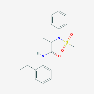 molecular formula C18H22N2O3S B297839 N-(2-ETHYLPHENYL)-2-(N-PHENYLMETHANESULFONAMIDO)PROPANAMIDE 