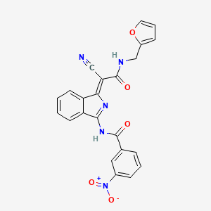 (Z)-N-(1-(1-cyano-2-((furan-2-ylmethyl)amino)-2-oxoethylidene)-1H-isoindol-3-yl)-3-nitrobenzamide