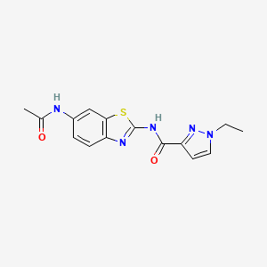molecular formula C15H15N5O2S B2978395 N-(6-acetamido-1,3-benzothiazol-2-yl)-1-ethyl-1H-pyrazole-3-carboxamide CAS No. 1173065-39-8