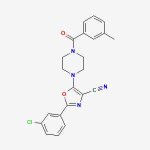 2-(3-Chlorophenyl)-5-(4-(3-methylbenzoyl)piperazin-1-yl)oxazole-4-carbonitrile