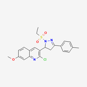 2-chloro-3-(1-(ethylsulfonyl)-3-(p-tolyl)-4,5-dihydro-1H-pyrazol-5-yl)-7-methoxyquinoline