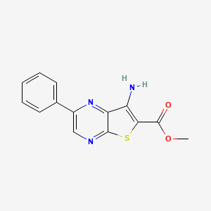 Thieno[2,3-b]pyrazine-6-carboxylic acid, 7-amino-2-phenyl-, methylester
