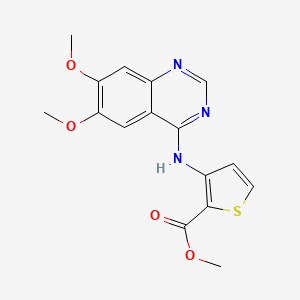molecular formula C16H15N3O4S B2978412 Methyl 3-[(6,7-dimethoxyquinazolin-4-yl)amino]thiophene-2-carboxylate CAS No. 477859-97-5