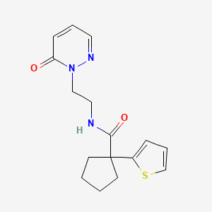 molecular formula C16H19N3O2S B2978414 N-(2-(6-oxopyridazin-1(6H)-yl)ethyl)-1-(thiophen-2-yl)cyclopentanecarboxamide CAS No. 1207036-78-9
