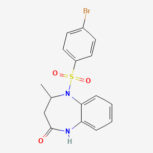molecular formula C16H15BrN2O3S B2978433 5-[(4-bromophenyl)sulfonyl]-4-methyl-1,3,4,5-tetrahydro-2H-1,5-benzodiazepin-2-one CAS No. 633299-27-1