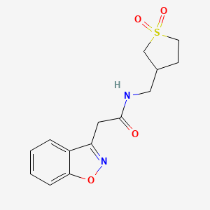 molecular formula C14H16N2O4S B2978438 2-(1,2-benzoxazol-3-yl)-N-[(1,1-dioxo-1lambda6-thiolan-3-yl)methyl]acetamide CAS No. 1219842-45-1
