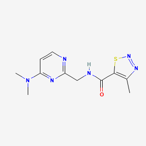 molecular formula C11H14N6OS B2978462 N-((4-(dimethylamino)pyrimidin-2-yl)methyl)-4-methyl-1,2,3-thiadiazole-5-carboxamide CAS No. 1798032-69-5