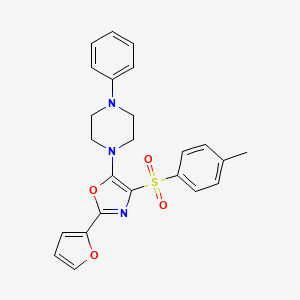 molecular formula C24H23N3O4S B2978477 2-(Furan-2-yl)-5-(4-phenylpiperazin-1-yl)-4-tosyloxazole CAS No. 862793-57-5