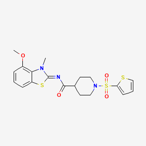 molecular formula C19H21N3O4S3 B2978482 (E)-N-(4-methoxy-3-methylbenzo[d]thiazol-2(3H)-ylidene)-1-(thiophen-2-ylsulfonyl)piperidine-4-carboxamide CAS No. 941941-55-5