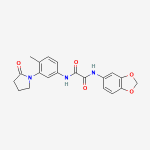 molecular formula C20H19N3O5 B2978488 N-(2H-1,3-benzodioxol-5-yl)-N'-[4-methyl-3-(2-oxopyrrolidin-1-yl)phenyl]ethanediamide CAS No. 941890-68-2