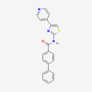 molecular formula C21H15N3OS B2978489 N-[4-(pyridin-4-yl)-1,3-thiazol-2-yl]-[1,1'-biphenyl]-4-carboxamide CAS No. 476641-83-5