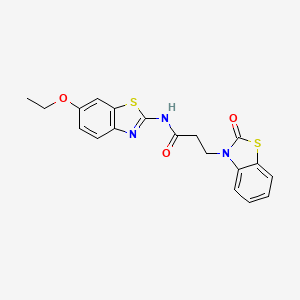 molecular formula C19H17N3O3S2 B2978500 N-(6-ethoxy-1,3-benzothiazol-2-yl)-3-(2-oxo-2,3-dihydro-1,3-benzothiazol-3-yl)propanamide CAS No. 853751-80-1
