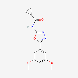 molecular formula C14H15N3O4 B2978504 N-[5-(3,5-dimethoxyphenyl)-1,3,4-oxadiazol-2-yl]cyclopropanecarboxamide CAS No. 865287-00-9