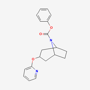 molecular formula C19H20N2O3 B2978505 Phenyl 3-(pyridin-2-yloxy)-8-azabicyclo[3.2.1]octane-8-carboxylate CAS No. 2108861-33-0