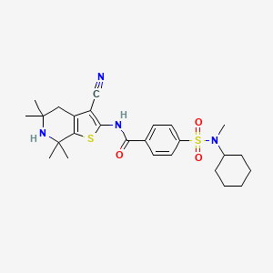N-(3-cyano-5,5,7,7-tetramethyl-4,6-dihydrothieno[2,3-c]pyridin-2-yl)-4-[cyclohexyl(methyl)sulfamoyl]benzamide
