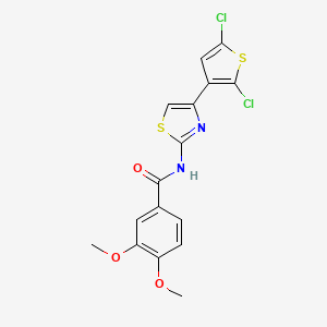 molecular formula C16H12Cl2N2O3S2 B2978608 N-[4-(2,5-dichlorothiophen-3-yl)-1,3-thiazol-2-yl]-3,4-dimethoxybenzamide CAS No. 313395-44-7