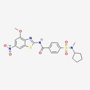 molecular formula C21H22N4O6S2 B2978609 4-(N-cyclopentyl-N-methylsulfamoyl)-N-(4-methoxy-6-nitrobenzo[d]thiazol-2-yl)benzamide CAS No. 899734-83-9