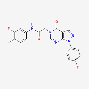 molecular formula C20H15F2N5O2 B2978638 N-(3-fluoro-4-methylphenyl)-2-[1-(4-fluorophenyl)-4-oxopyrazolo[3,4-d]pyrimidin-5-yl]acetamide CAS No. 1260634-10-3