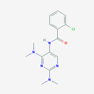 molecular formula C15H18ClN5O B2978650 N-[2,4-Bis(dimethylamino)pyrimidin-5-YL]-2-chlorobenzamide CAS No. 1448029-19-3