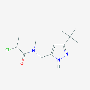 molecular formula C12H20ClN3O B2978673 N-[(5-tert-butyl-1H-pyrazol-3-yl)methyl]-2-chloro-N-methylpropanamide CAS No. 2411193-06-9