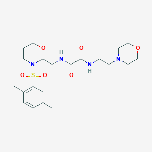 molecular formula C21H32N4O6S B2978675 N-{[3-(2,5-dimethylbenzenesulfonyl)-1,3-oxazinan-2-yl]methyl}-N'-[2-(morpholin-4-yl)ethyl]ethanediamide CAS No. 872724-34-0