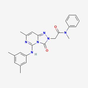 molecular formula C23H24N6O2 B2978734 2-{5-[(3,5-dimethylphenyl)amino]-7-methyl-3-oxo-2H,3H-[1,2,4]triazolo[4,3-c]pyrimidin-2-yl}-N-methyl-N-phenylacetamide CAS No. 1251631-31-8