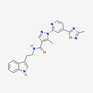 molecular formula C23H21N7O2 B2978737 N-[2-(1H-indol-3-yl)ethyl]-5-methyl-1-[4-(3-methyl-1,2,4-oxadiazol-5-yl)pyridin-2-yl]-1H-pyrazole-4-carboxamide CAS No. 1251597-96-2