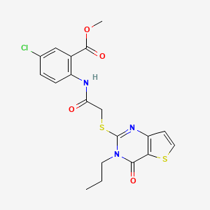 methyl 5-chloro-2-[2-({4-oxo-3-propyl-3H,4H-thieno[3,2-d]pyrimidin-2-yl}sulfanyl)acetamido]benzoate