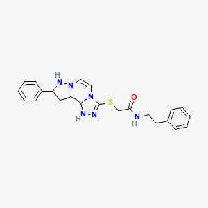 2-({11-phenyl-3,4,6,9,10-pentaazatricyclo[7.3.0.0^{2,6}]dodeca-1(12),2,4,7,10-pentaen-5-yl}sulfanyl)-N-(2-phenylethyl)acetamide
