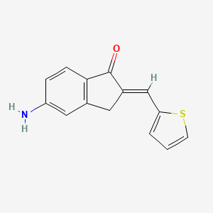molecular formula C14H11NOS B2978886 5-Amino-2-(thiophen-2-ylmethylidene)-2,3-dihydro-1H-inden-1-one CAS No. 613656-05-6