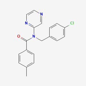 molecular formula C19H16ClN3O B2978902 N-(4-chlorobenzyl)-4-methyl-N-(2-pyrazinyl)benzenecarboxamide CAS No. 866157-43-9