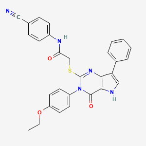 molecular formula C29H23N5O3S B2978903 N-(4-cyanophenyl)-2-((3-(4-ethoxyphenyl)-4-oxo-7-phenyl-4,5-dihydro-3H-pyrrolo[3,2-d]pyrimidin-2-yl)thio)acetamide CAS No. 2034481-04-2