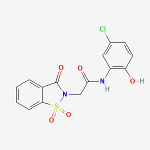molecular formula C15H11ClN2O5S B2978907 N-(5-chloro-2-hydroxyphenyl)-2-(1,1-dioxido-3-oxobenzo[d]isothiazol-2(3H)-yl)acetamide CAS No. 899954-23-5