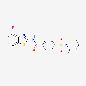 molecular formula C20H20FN3O3S2 B2978918 N-(4-fluorobenzo[d]thiazol-2-yl)-4-((2-methylpiperidin-1-yl)sulfonyl)benzamide CAS No. 905673-98-5