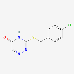 molecular formula C10H8ClN3OS B2978922 3-((4-chlorobenzyl)thio)-1,2,4-triazin-5(4H)-one CAS No. 165682-57-5