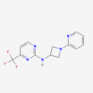 molecular formula C13H12F3N5 B2978953 N-[1-(pyridin-2-yl)azetidin-3-yl]-4-(trifluoromethyl)pyrimidin-2-amine CAS No. 2415541-62-5