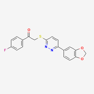 molecular formula C19H13FN2O3S B2978960 2-{[6-(2H-1,3-benzodioxol-5-yl)pyridazin-3-yl]sulfanyl}-1-(4-fluorophenyl)ethan-1-one CAS No. 872695-71-1