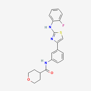 N-(3-(2-((2-fluorophenyl)amino)thiazol-4-yl)phenyl)tetrahydro-2H-pyran-4-carboxamide
