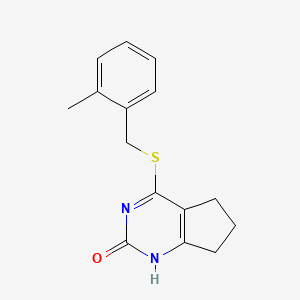 molecular formula C15H16N2OS B2978983 4-((2-甲基苄基)硫代)-6,7-二氢-1H-环戊并[d]嘧啶-2(5H)-酮 CAS No. 898444-10-5