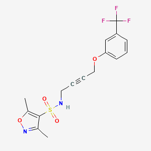 molecular formula C16H15F3N2O4S B2978988 3,5-dimethyl-N-(4-(3-(trifluoromethyl)phenoxy)but-2-yn-1-yl)isoxazole-4-sulfonamide CAS No. 1421449-06-0