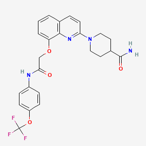 1-(8-(2-Oxo-2-((4-(trifluoromethoxy)phenyl)amino)ethoxy)quinolin-2-yl)piperidine-4-carboxamide
